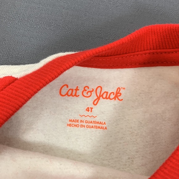 Cat & Jack Toddler Sweatshirt -Red Cream 4T NWT - Picture 5 of 8